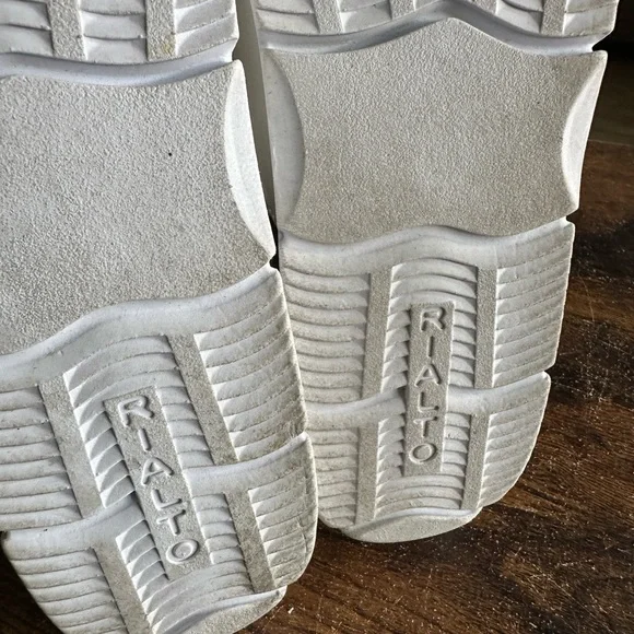 Rialto Womens Farina Sandals 8.5 White Slip On Slides Comfy Cork Wedge Platform - Picture 6 of 11